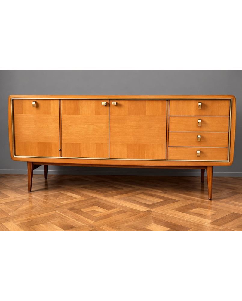Le village de 58 brocanteurs - Buffet en enfilade Roger Landault – design français années 1950 – meuble vintage moderniste