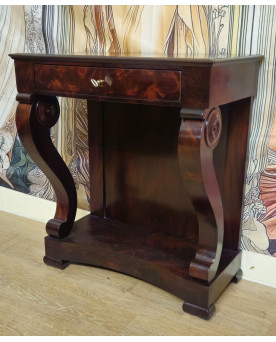 Le village de 58 brocanteurs - Console époque Empire – Acajou – 1 tiroir - XIXeme siecle