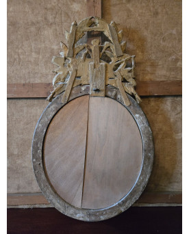 Le village de 58 brocanteurs - Miroir ovale en bois doré – fin XIXᵉ siècle