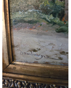 Le village de 58 brocanteurs - Huile sur panneau – Paysage Provencal rural animé - XIXeme