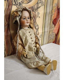 Le village de 58 brocanteurs - Grande poupée ancienne UNIS France 301 – tête porcelaine – vers 1930 – yeux dormeurs – 68 cm –