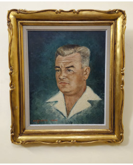 Le village de 58 brocanteurs - Portrait ancien d'homme – Huile sur toile signée René Cazassus –