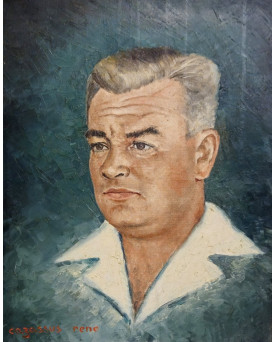 Le village de 58 brocanteurs - Portrait ancien d'homme – Huile sur toile signée René Cazassus –