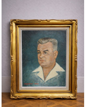 Le village de 58 brocanteurs - Portrait ancien d'homme – Huile sur toile signée René Cazassus –