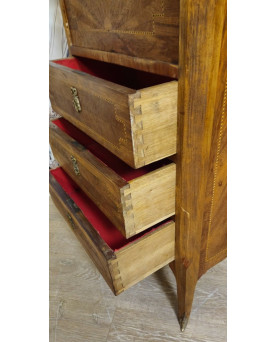 Secretaire ancien marqueté style Louis XV – plateau marbre