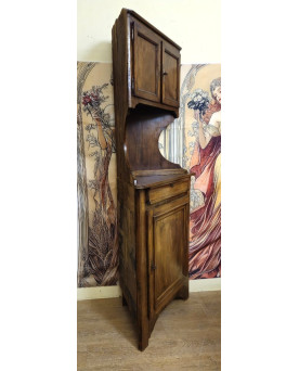Buffet d’angle Louis Philippe en Noyer massif avec partie haute – meuble rustique - XIXeme