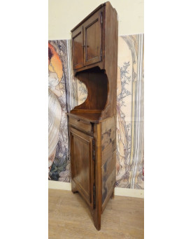 Buffet d’angle Louis Philippe en Noyer massif avec partie haute – meuble rustique - XIXeme