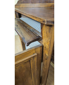 Buffet d’angle Louis Philippe en Noyer massif avec partie haute – meuble rustique - XIXeme