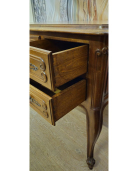 Bureau ancien style Louis XV en bois massif – 5 tiroirs – plateau marqueté - XXeme