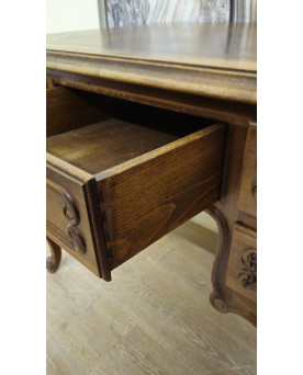 Bureau ancien style Louis XV en bois massif – 5 tiroirs – plateau marqueté - XXeme