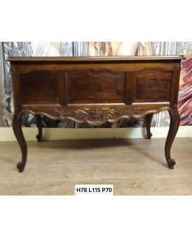 Bureau ancien style Louis XV en bois massif – 5 tiroirs – plateau marqueté - XXeme