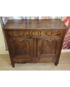 Buffet ancien rustique époque Louis XV en chêne massif – 2 portes 2 tiroirs – style régional -