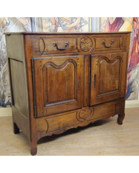 Buffet ancien rustique époque Louis XV en chêne massif – 2 portes 2 tiroirs – style régional -