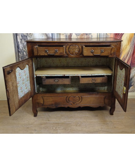 Buffet ancien rustique époque Louis XV en chêne massif – 2 portes 2 tiroirs – style régional -