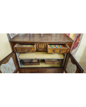 Buffet ancien rustique époque Louis XV en chêne massif – 2 portes 2 tiroirs – style régional -