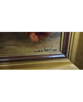Grande huile sur panneau signée Ivan Gorini – nature morte aux fleurs –