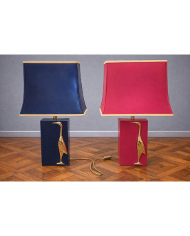 Paire de lampes de table vintage, travail Français dans le goût de la Maison Charles