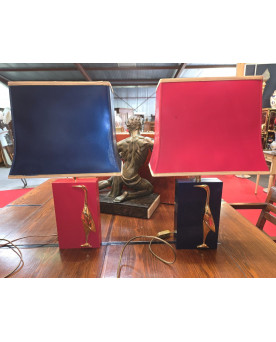 Paire de lampes de table vintage, travail Français dans le goût de la Maison Charles