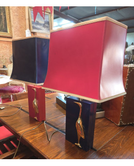 Paire de lampes de table vintage, travail Français dans le goût de la Maison Charles
