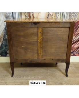 Commode de Dame galbée style Louis XV marquetée avec marbre – XIXᵉ siècle