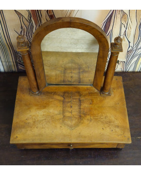 Le village de 58 brocanteurs - Miroir de toilette / Psyché avec tiroir – coiffeuse de table XIXe – acajou – époque Empire
