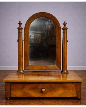 Le village de 58 brocanteurs - Miroir de toilette / Psyché avec tiroir – coiffeuse de table XIXe – acajou – époque Empire