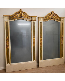 Paire de très grands miroirs trumeaux / néoclassiques – XIXe siècle / haut 234 cm