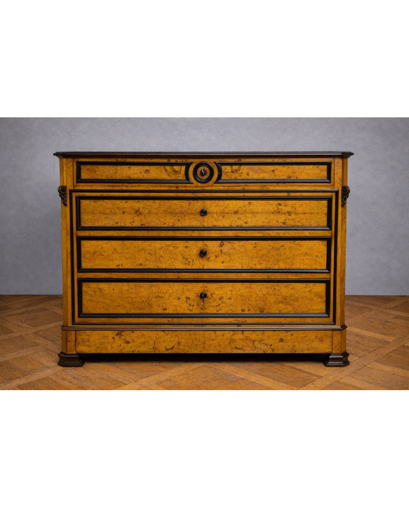 Le village de 58 brocanteurs - Commode époque Charles X en érable et poirier noirçi (vers 1820)