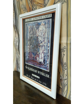 Le village de 58 brocanteurs - Affiche d’exposition Woldemar Winkler – Galerie Alphonse Chave – Vence 1976 – encadrée