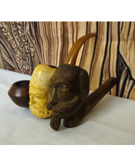 Le village de 58 brocanteurs - Lot de 3 pipes anciennes en bois et écume de mer