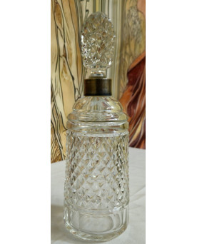 Le village de 58 brocanteurs - Carafe à whisky en cristal taillé avec bouchon, style Baccarat / Le Creusot