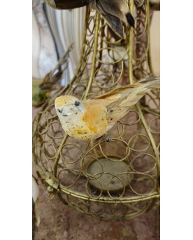 Le village de 58 brocanteurs - Suspension cage aux oiseaux en métal doré – travail décoratif XXe siècle