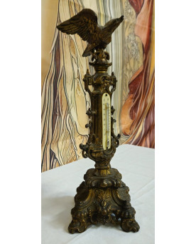 Le village de 58 brocanteurs - Grand thermomètre de table en bronze à décor d’aigle – Napoléon III – XIXe siècle