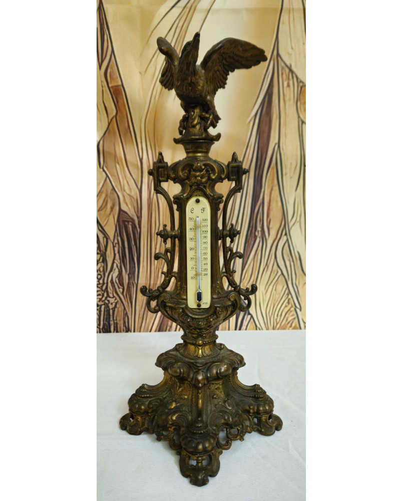 Le village de 58 brocanteurs - Grand thermomètre de table en bronze à décor d’aigle – Napoléon III – XIXe siècle