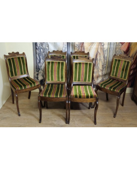Le village de 58 brocanteurs - Série de 6 chaises en bois marqueté, époque Charles X – XIXe siècle
