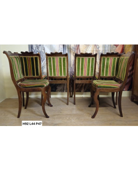 Le village de 58 brocanteurs - Série de 6 chaises en bois marqueté, époque Charles X – XIXe siècle