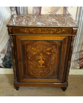 Le village de 58 brocanteurs - Meuble d’appui marqueté de bois précieux (façon Boulle), époque Napoléon III – XIXe siècle