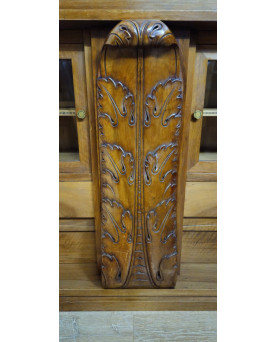 Le village de 58 brocanteurs - Enfilade / meuble vitrine rare époque Art Déco en noyer sculpté
