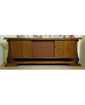 Le village de 58 brocanteurs - Très Important et rare buffet en enfilade en acajou et cuir – Travail Art Déco, XXe siècle