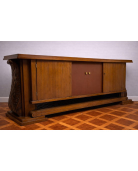 Le village de 58 brocanteurs - Très Important et rare buffet en enfilade en acajou et cuir – Travail Art Déco, XXe siècle
