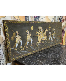 Le village de 58 brocanteurs - Panneau décoratif oriental (style indien / moghol) vers 1920-1940