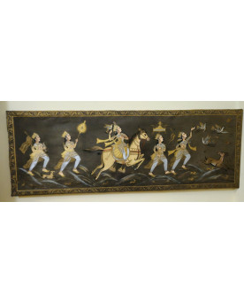 Le village de 58 brocanteurs - Panneau décoratif oriental (style indien / moghol) vers 1920-1940