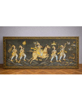 Le village de 58 brocanteurs - Panneau décoratif oriental (style indien / moghol) vers 1920-1940