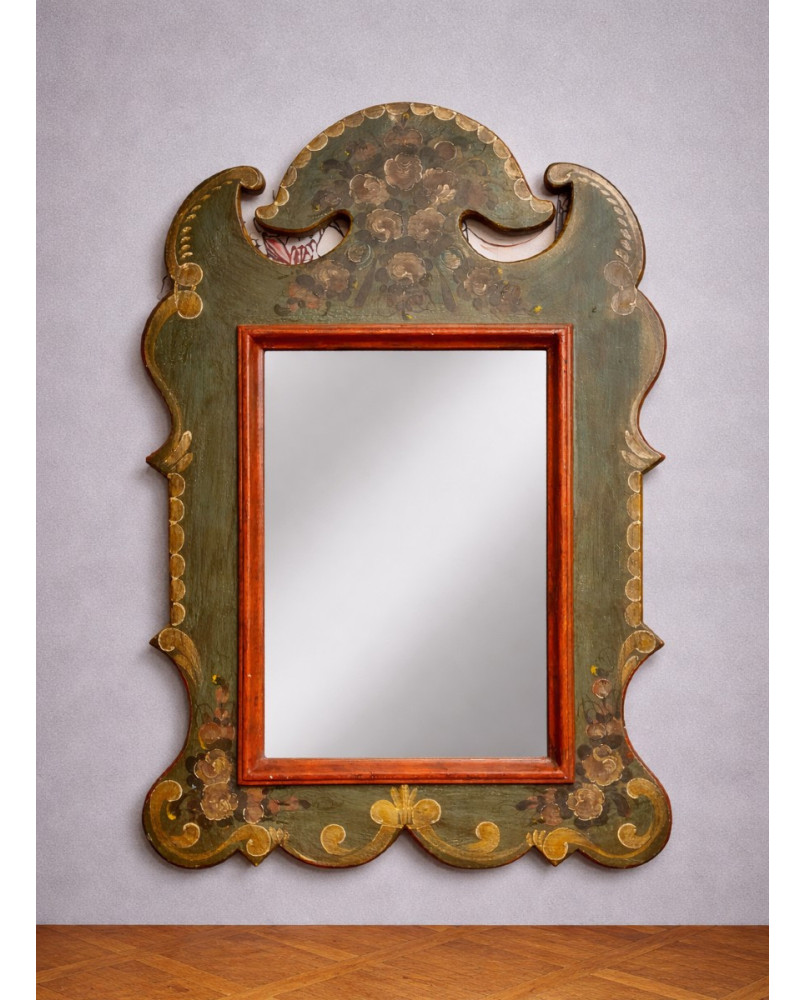 Le village de 58 brocanteurs - Miroir style Louis XV Baroque peint décoratif / XXeme