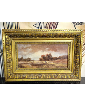 Le village de 58 brocanteurs - Charles Ledaic – Paysage animé – Huile sur panneau -