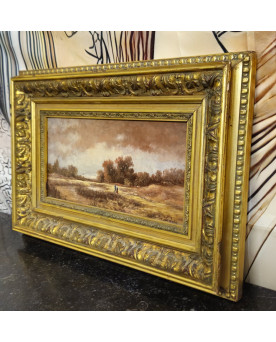 Le village de 58 brocanteurs - Charles Ledaic – Paysage animé – Huile sur panneau -