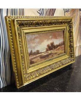 Le village de 58 brocanteurs - Charles Ledaic – Paysage animé – Huile sur panneau -