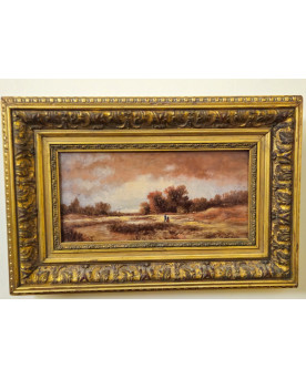 Le village de 58 brocanteurs - Charles Ledaic – Paysage animé – Huile sur panneau -