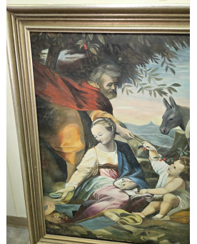 Le village de 58 brocanteurs - Grand tableau religieux – Sainte Famille en Égypte – XXe siècle – 148 x 117 cm