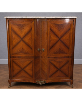 Le village de 58 brocanteurs - Buffet haut galbé en marqueterie – style Transition Louis XV / Louis XVI